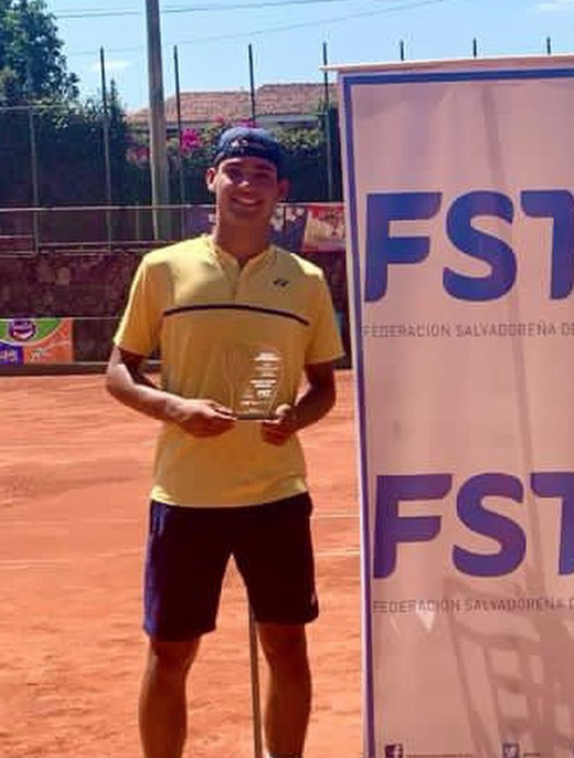 Luca Hotze with his first ITF Junior title trophy — NMBA high-performance tennis academy